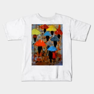 People walking down the high street and getting pissed on by the rain . Kids T-Shirt